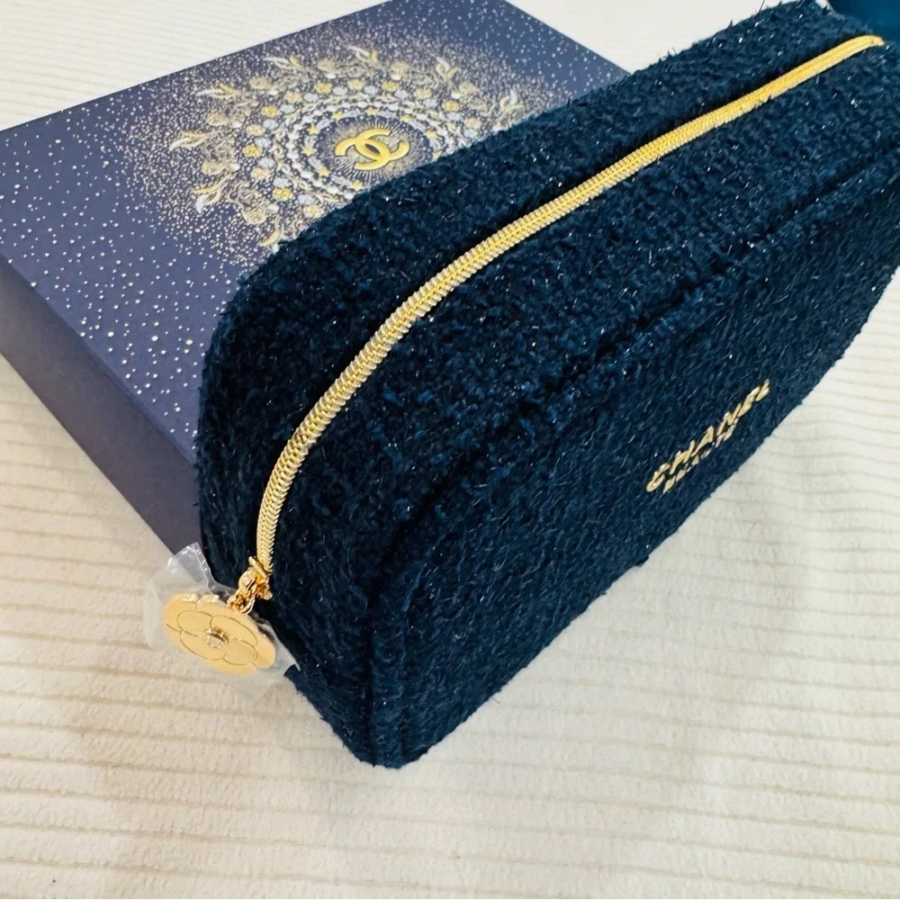 CHANEL Holiday Set 25 in Coveted Essentials with Navy Glimmer Tweed Pouch
